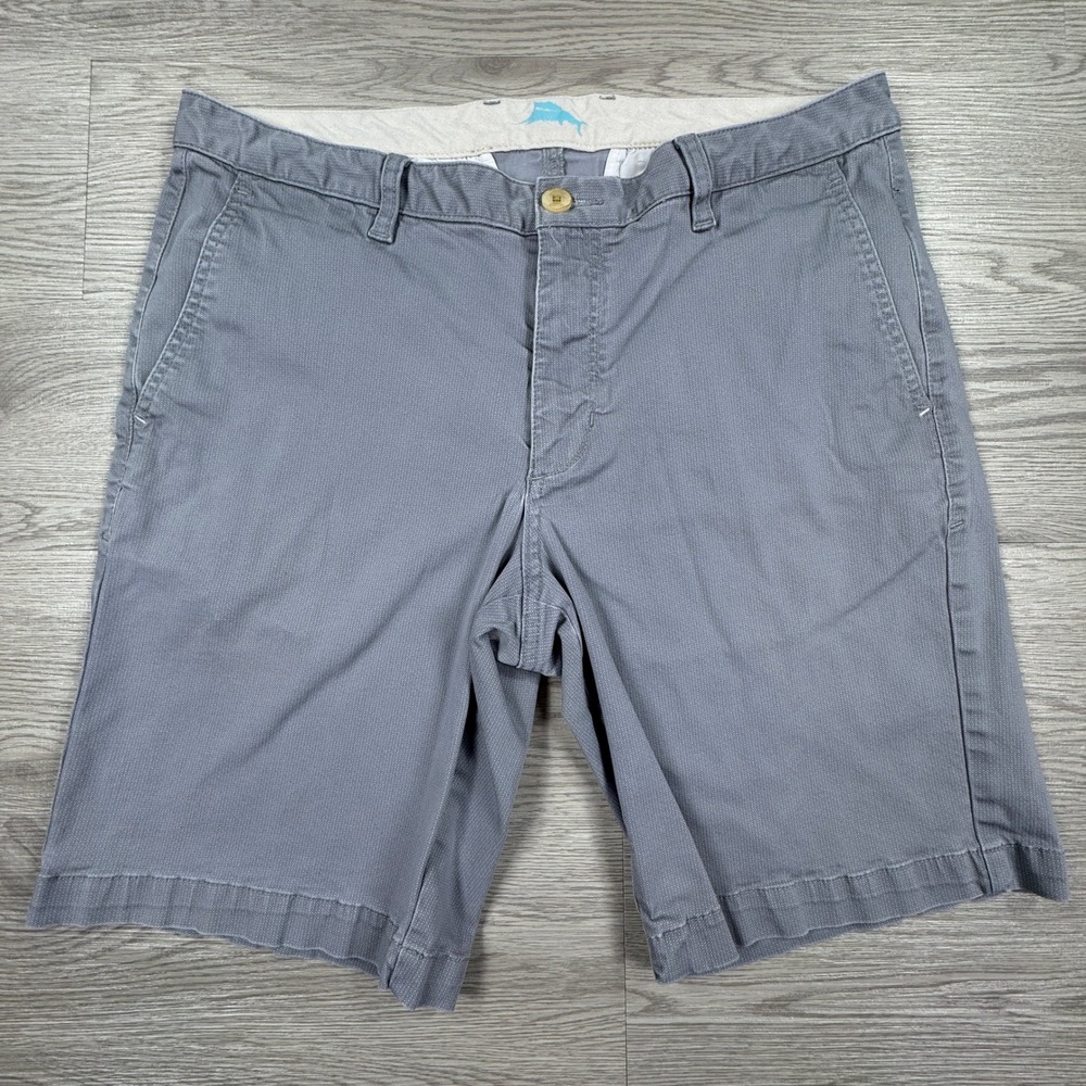 Tommy Bahama Mens Shorts Boracay Flat Front Blue Gray Size 34 Cotton Tencel